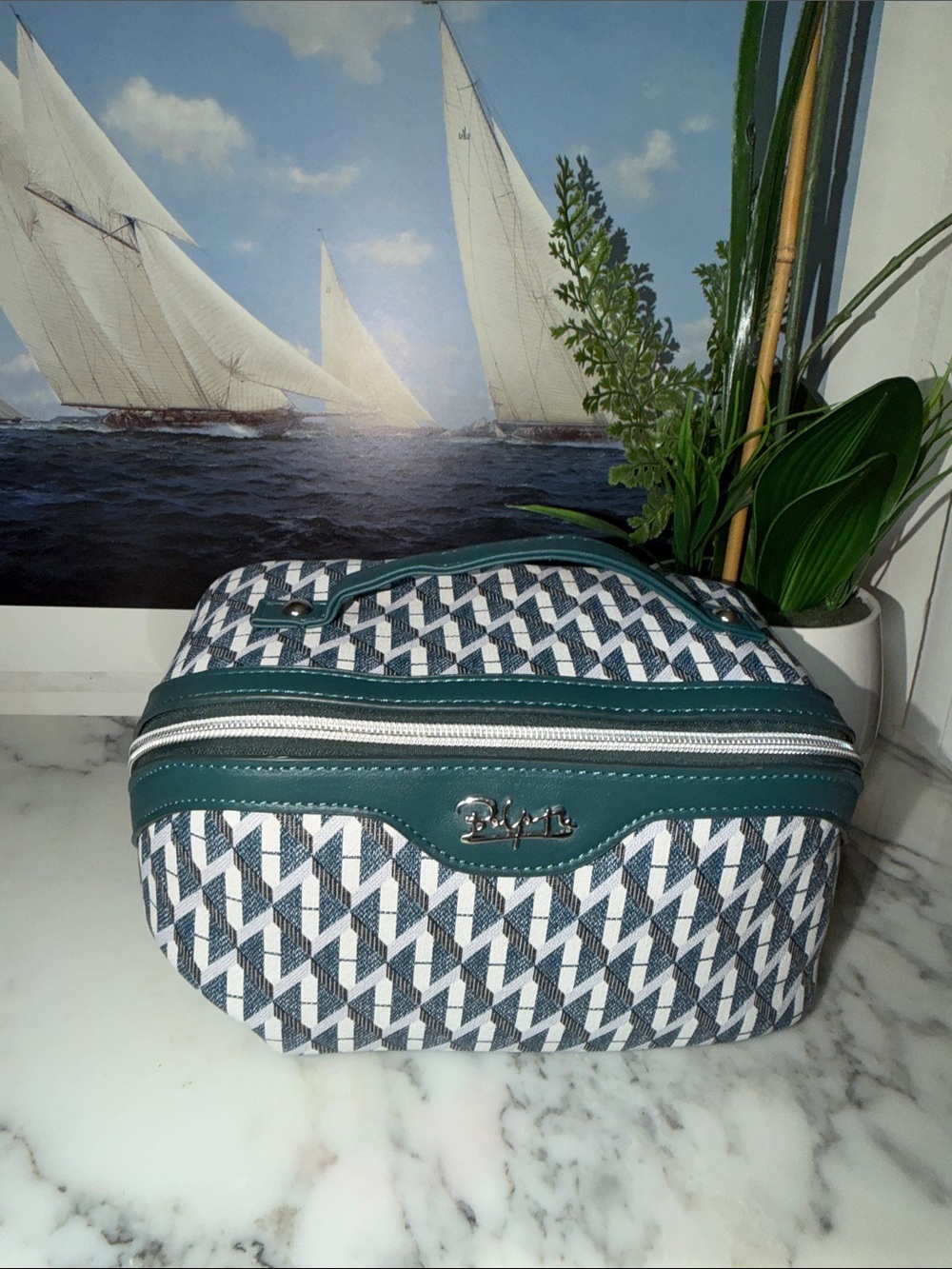 BOYATU ~ Teal Patterned Women's Cosmetic Bag 3 piece/ Travel Toiletry NWOT - Picture 8 of 8